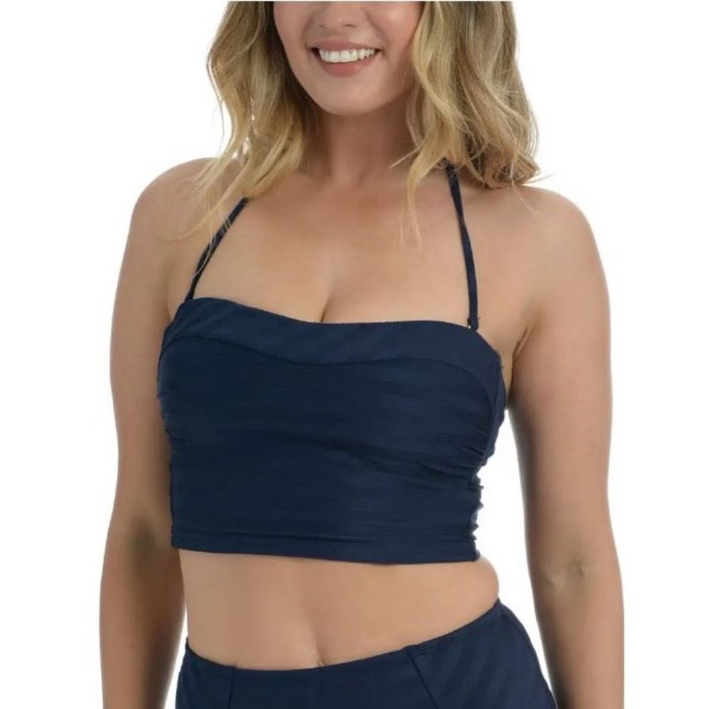 LA BLANCA Linea Bandeau Midkini Swim Top Indigo LB2CE72W 16W